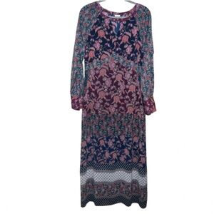 Cabi Lined Maxi Dress M Bohemian Festival Cottagecore Fairy Sheer‎ Fall Floral